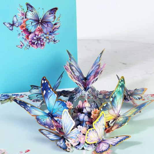 3D butterfly flower bouquet pop up greeting card