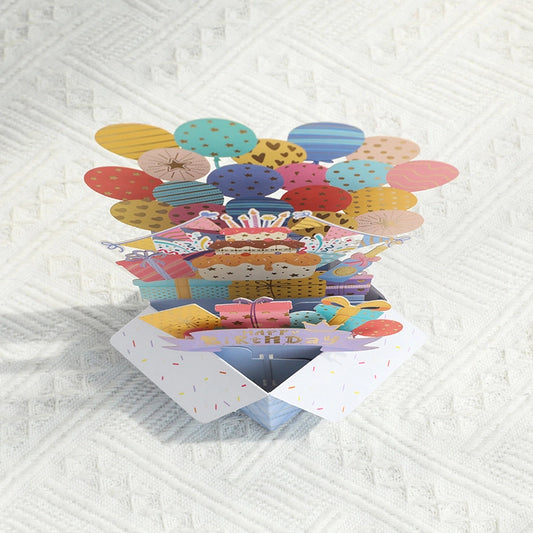Colorful 3D Happy Birthday pop-up card opened