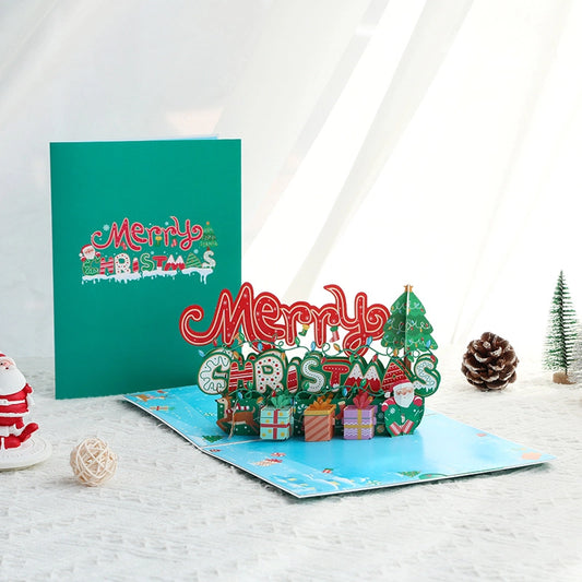 3D pop-up Christmas card with festive Christmas scene