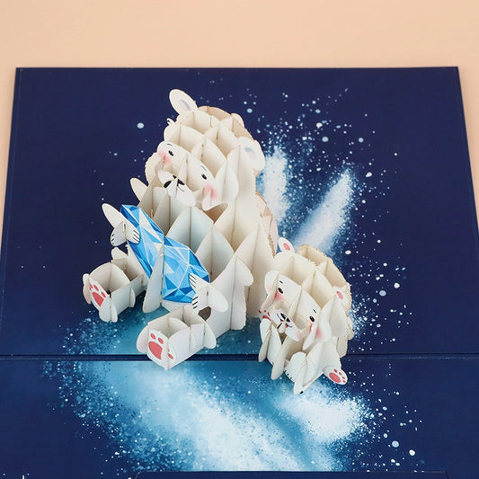Polar bear family 3D pop-up Father's Day greeting card