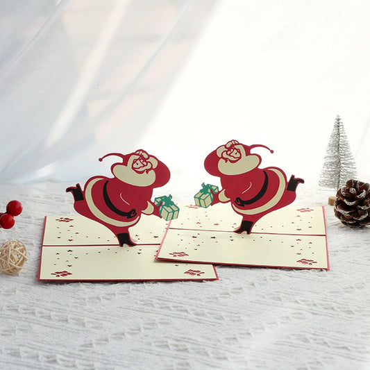 3D pop-up Santa Christmas card with Santa Claus and sleigh