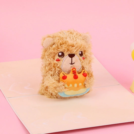 3D pop-up teddy bear birthday card with birthday cake