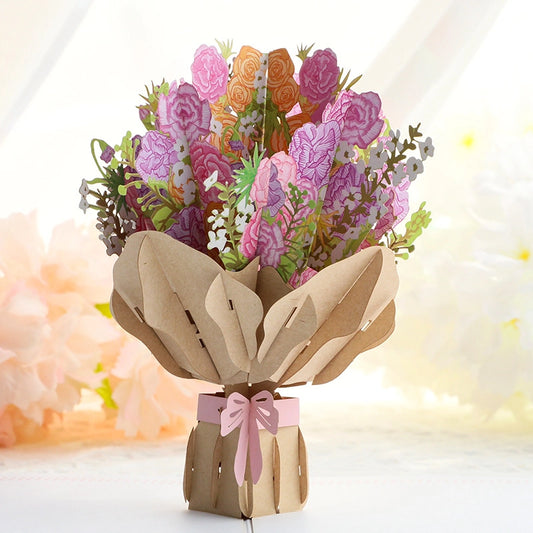 Colorful 3D floral bouquet pop up card