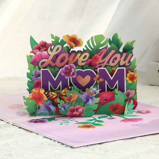 3D pop-up hydrangea bouquet greeting card with purple flowers
