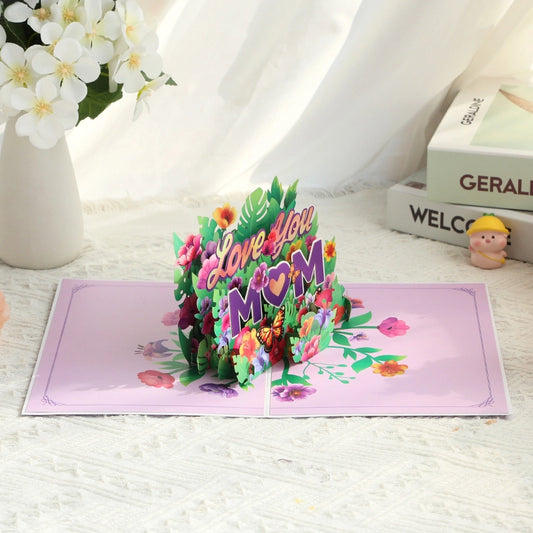Open 3D hydrangea flower bouquet pop-up card