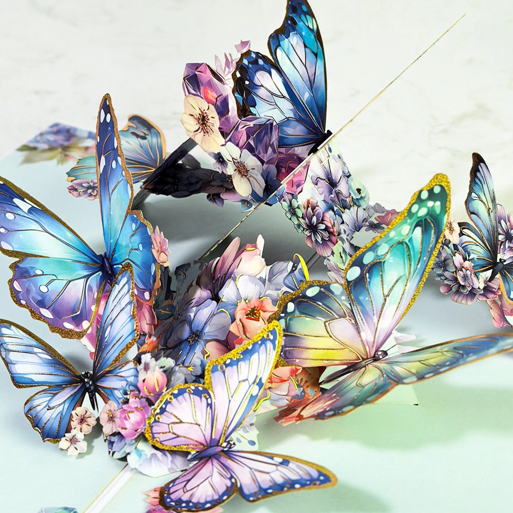 Beautiful butterfly and flower pop up greeting card