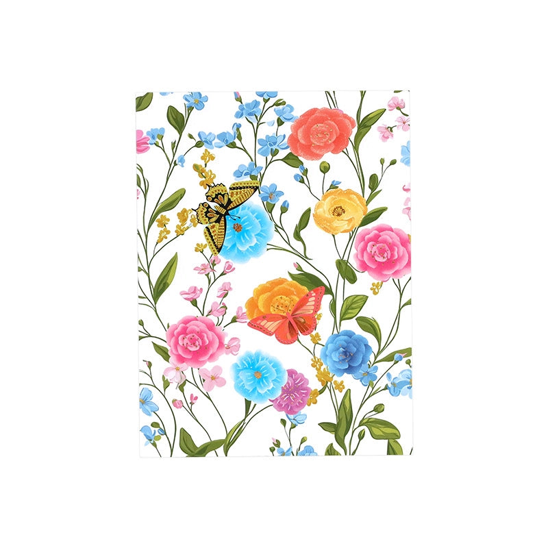 Cover of floral greeting card featuring watercolor style flowers and a yellow butterfly illustration
