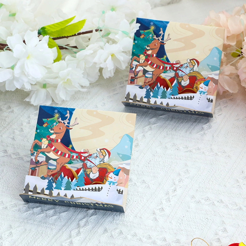 Christmas pop-up card with Santa reindeer snowman and Christmas tree