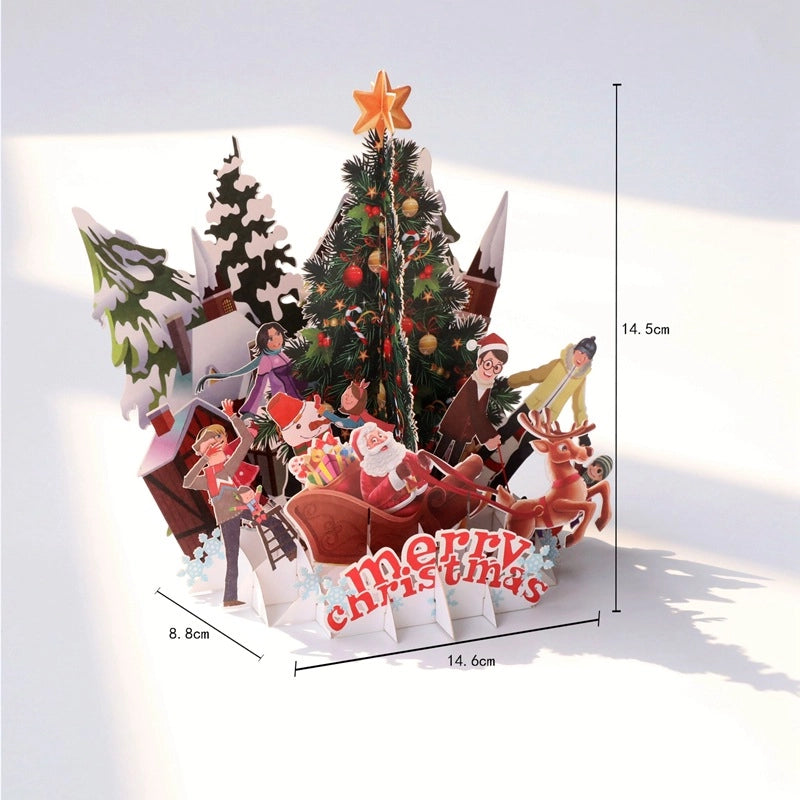 3D Christmas pop-up card dimensions 14.6 by 14.5 cm