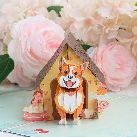 3D Dog Pop-Up Card – Cute Dog House Greeting Card for Dog Lovers