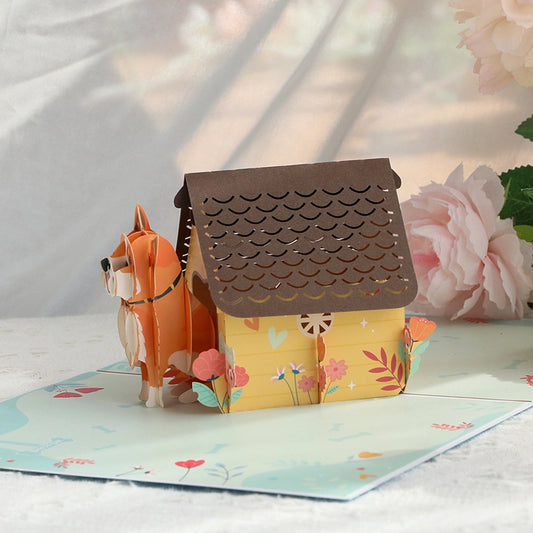 3D Dog Pop-Up Card – Cute Dog House Greeting Card for Dog Lovers