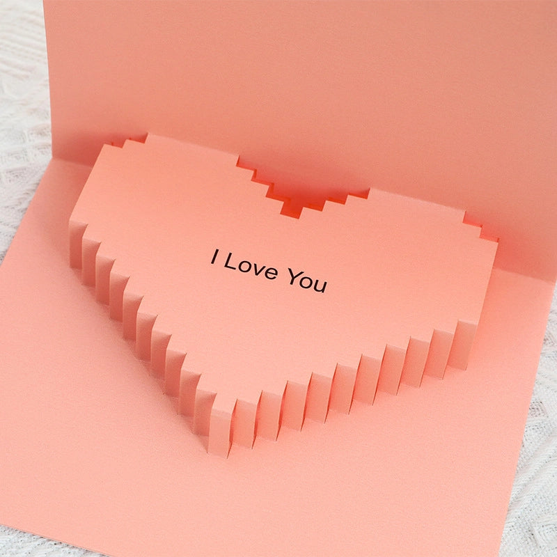 Close-up of heart-shaped 3D pop-up love card
