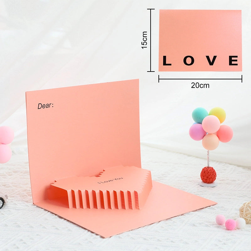 Pink 3D LOVE greeting card size 20 x 15 cm