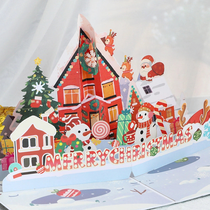 3D Christmas Pop-Up Card with Santa Claus, Snowman, Reindeer and Christmas Tree