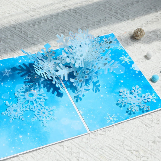Elegant 3D snowflake Christmas greeting card close up