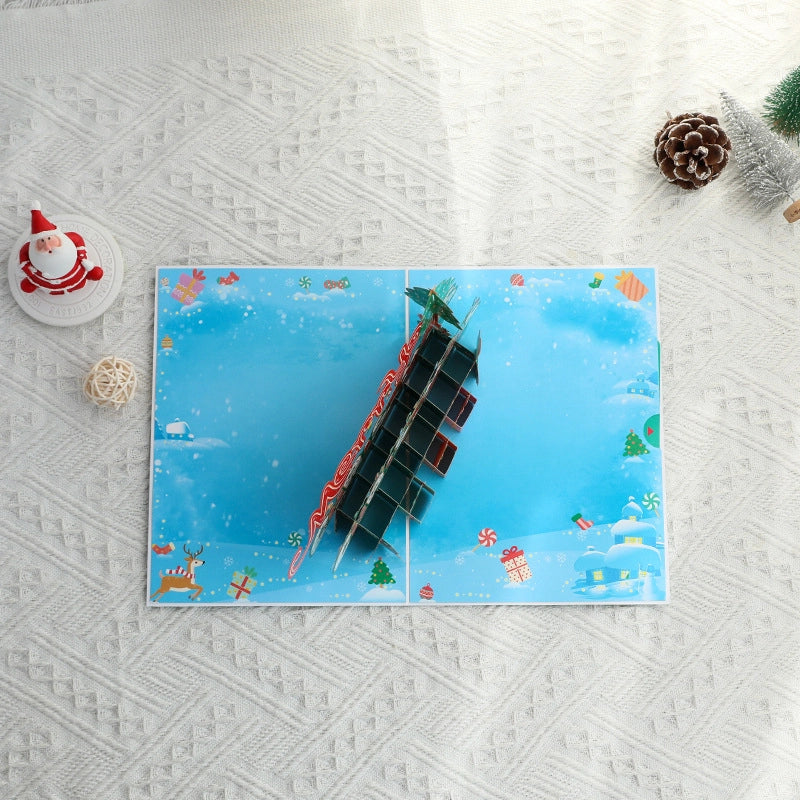 Merry Christmas pop-up card with festive holiday design