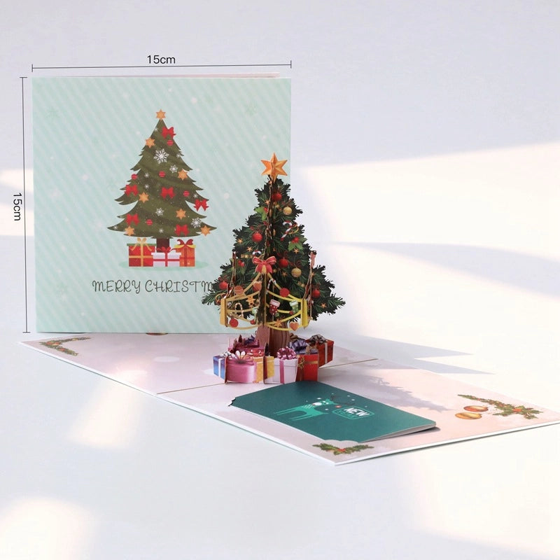 15 cm square 3D Christmas tree pop-up card dimensions