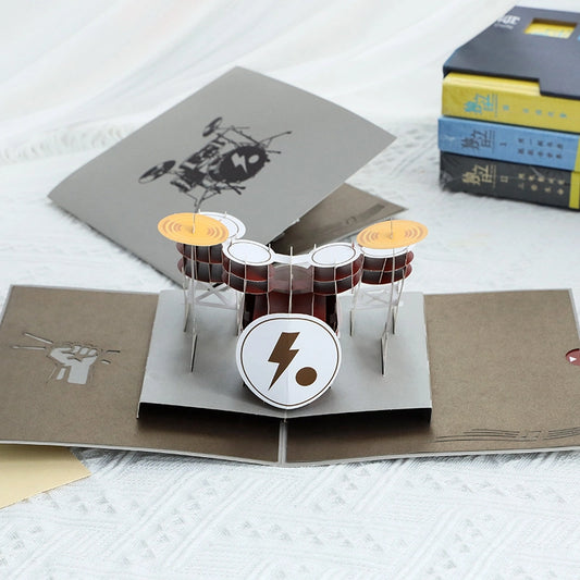 3D Pop-Up Drum Set Music Greeting Card