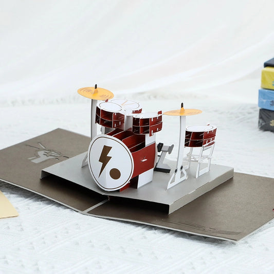 3D Pop-Up Drum Set Music Greeting Card