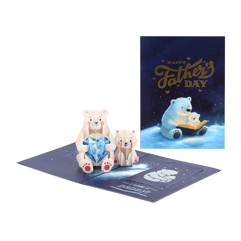 Happy Father's Day polar bear pop-up card design