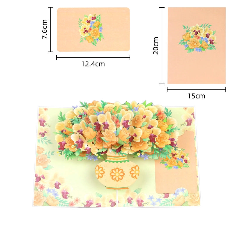 3D pop-up flower card size and dimensions
