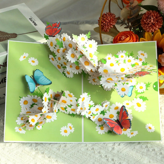 3D daisy and butterfly pop-up greeting card