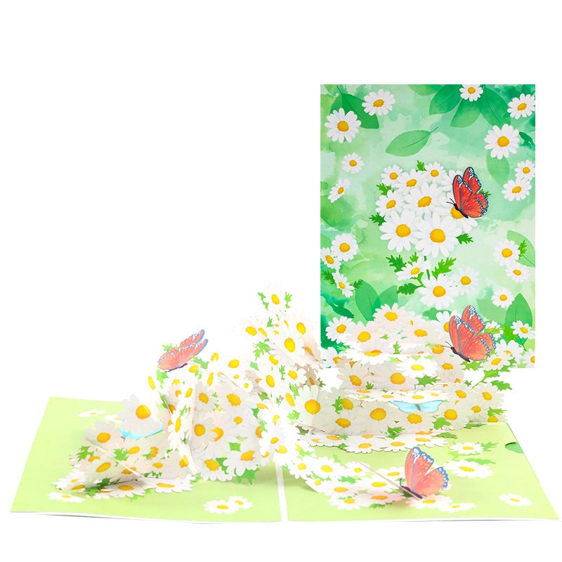 Beautiful flower pop-up card with colorful butterflies