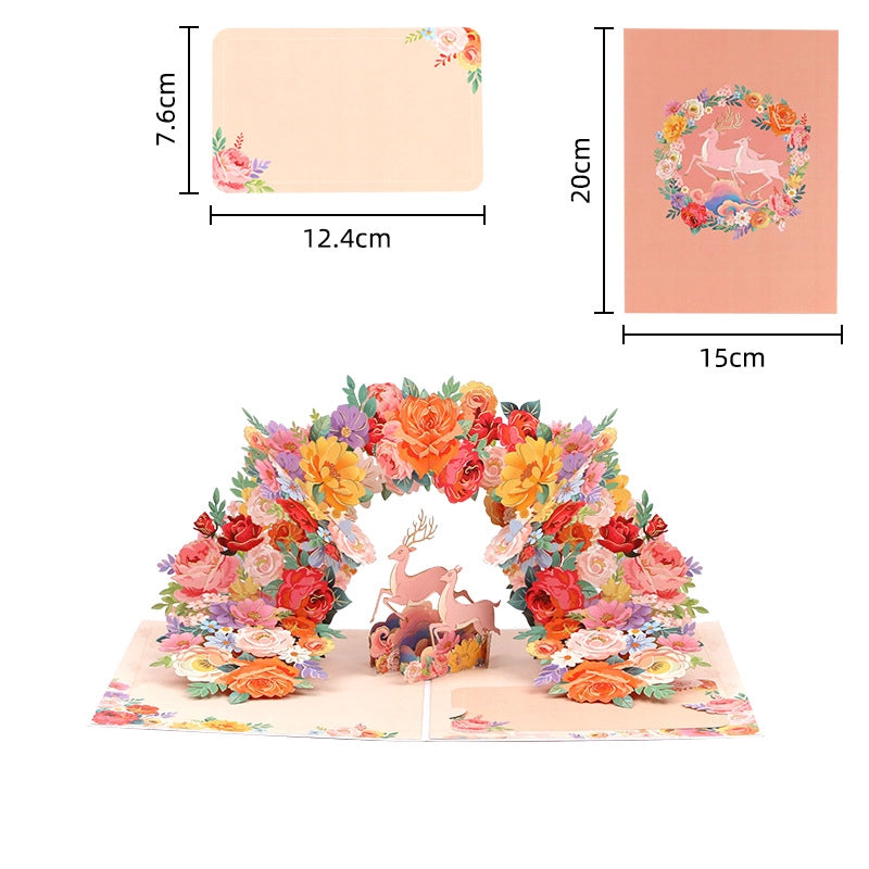 3D pop-up flower card with deer design