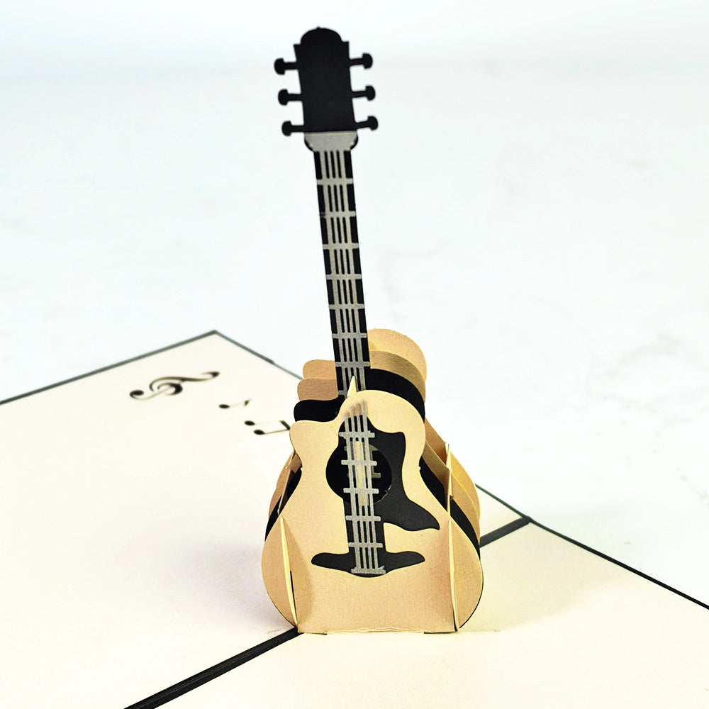 Detailed 3D acoustic guitar pop-up greeting card