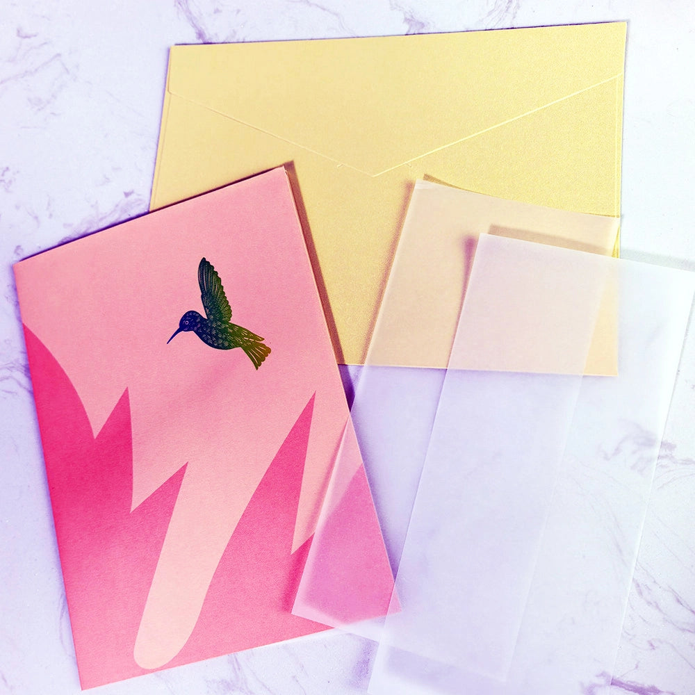 3D hummingbird greeting card with envelope and matching card accessories