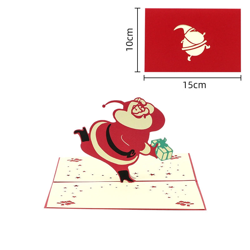 3D pop-up Santa Christmas card with red envelope, 15 x 10 cm
