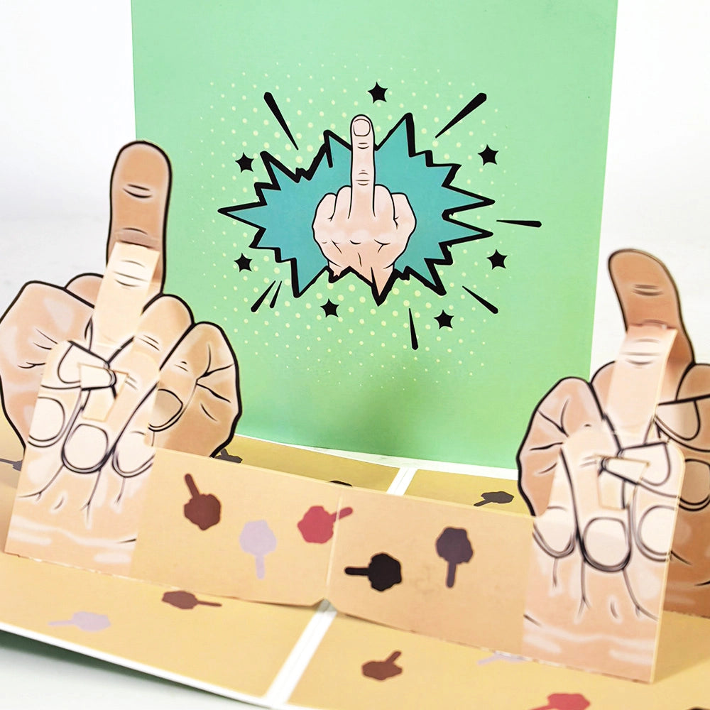 Funny Middle Finger 3D Pop Up Greeting Card