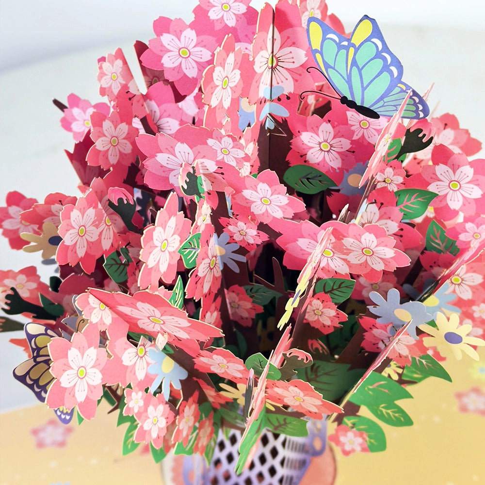 Close-up of Cherry Blossom Pop Up Card Paper Art by AOO POP