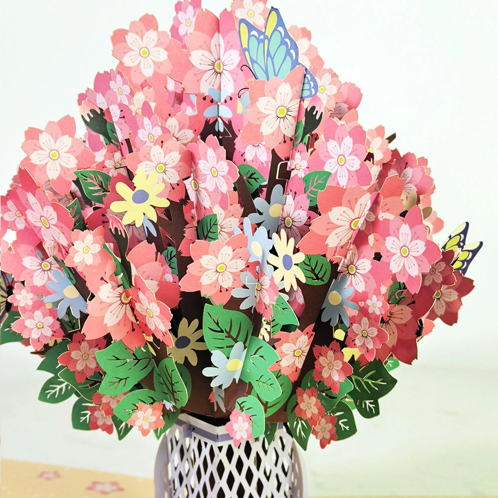 3D Cherry Blossom Bouquet Gift Card for Mother's Day and Birthday