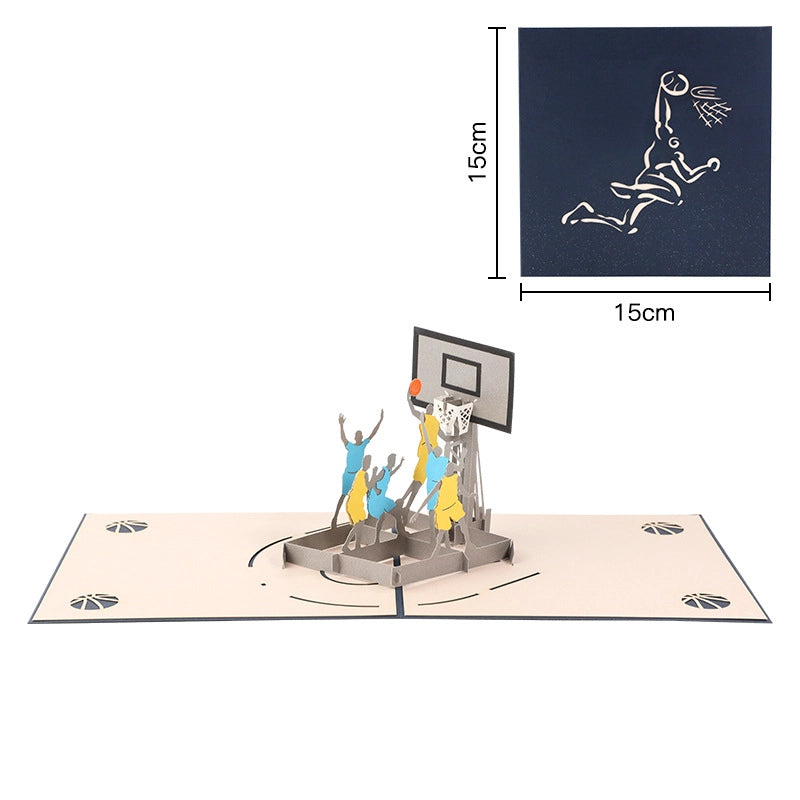 15cm 3D basketball pop-up card size detail