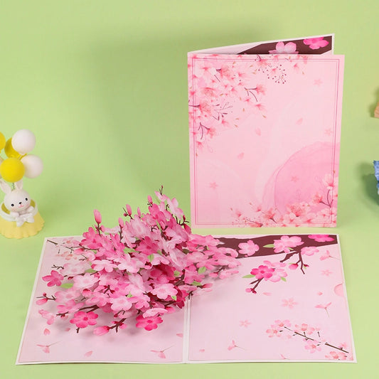 3D cherry blossom pop-up card with pink flowers