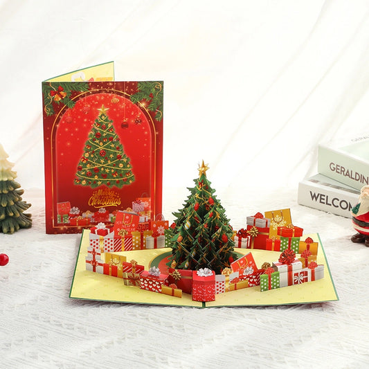 3D Christmas tree pop up card with colorful Christmas gifts