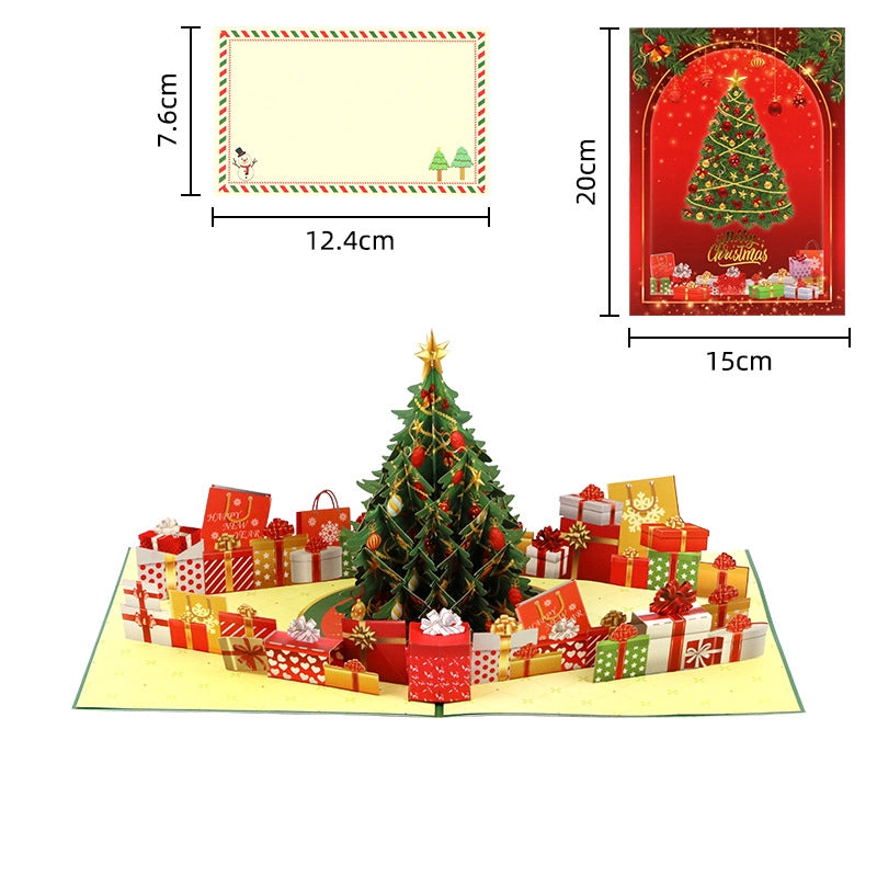 3D Christmas tree pop up card size and dimensions