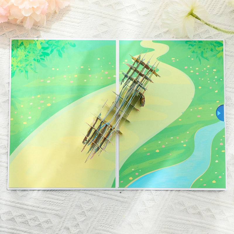 Floral bicycle 3D pop-up greeting card