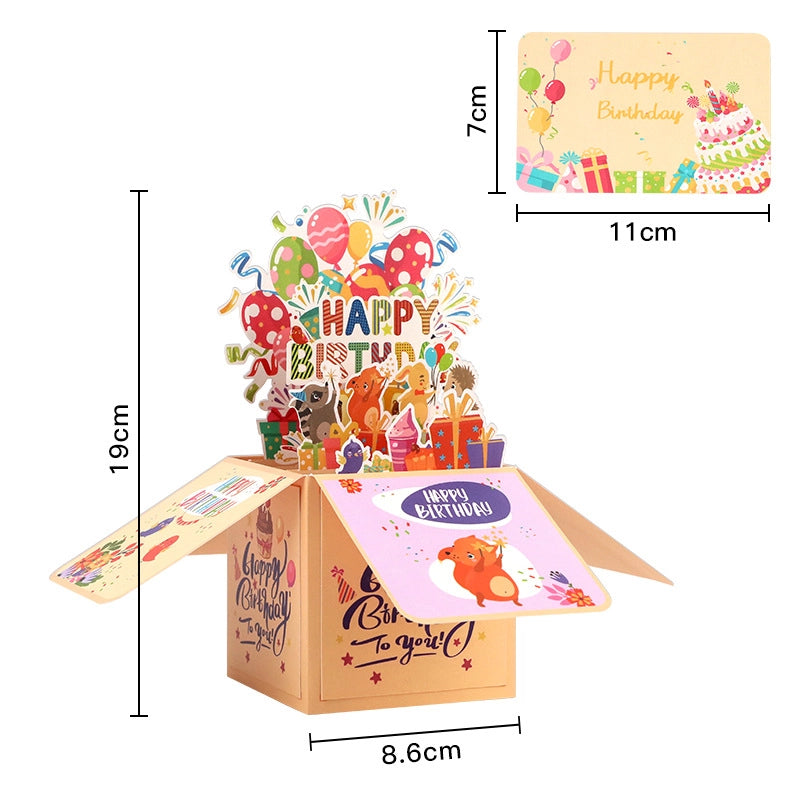 3D pop-up birthday card dimensions and assembled size