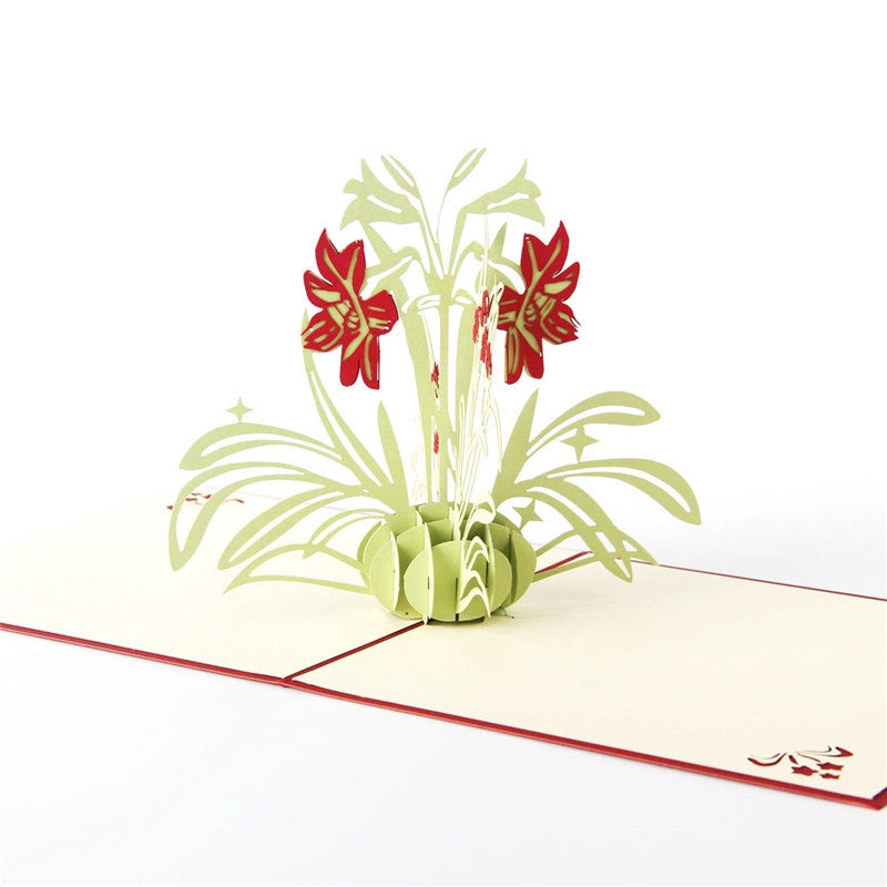 Open 3D Pop-Up Flower Card featuring a detailed floral bouquet