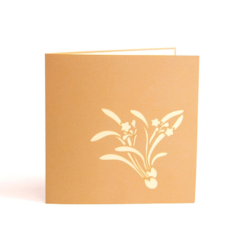 Folded 3D Pop-Up Flower Card with elegant botanical cover design