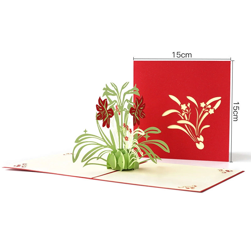 3D Pop-Up Flower Card showing approximately 15 by 15 cm dimensions