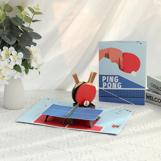 3D Pop-Up Ping Pong Card – Creative Sports Greeting Card for Table Tennis Lovers