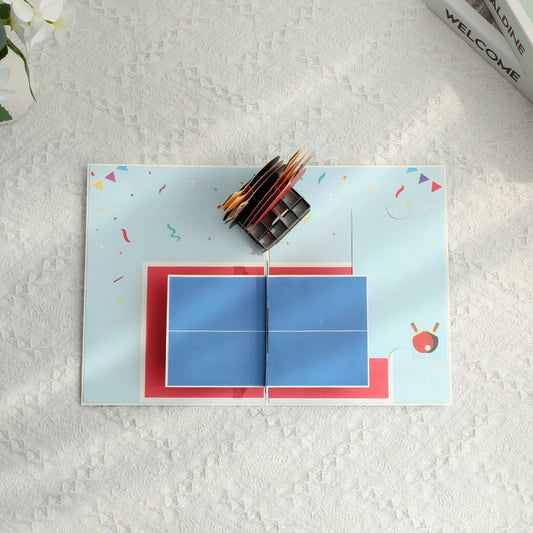 3D Pop-Up Ping Pong Card – Creative Sports Greeting Card for Table Tennis Lovers