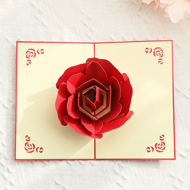 3D pop up rose card viewed from above