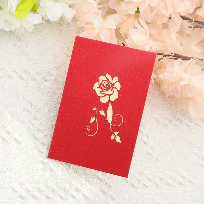 Elegant red rose greeting card cover