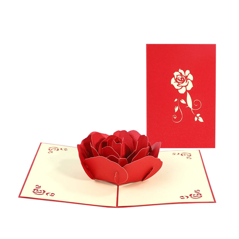 3D red rose pop up card for romantic gifts