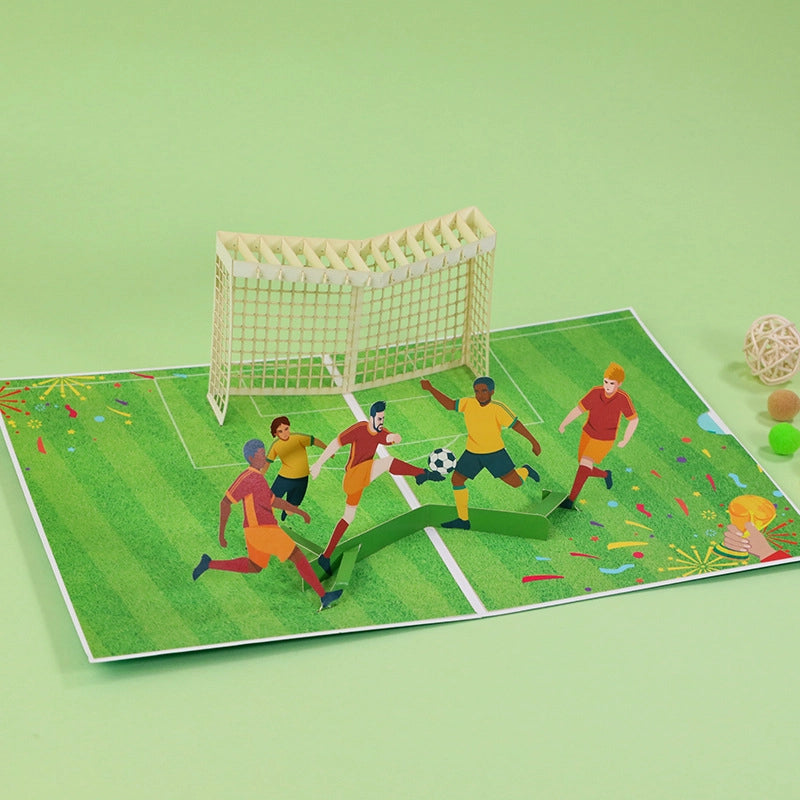 3D football match scene greeting card