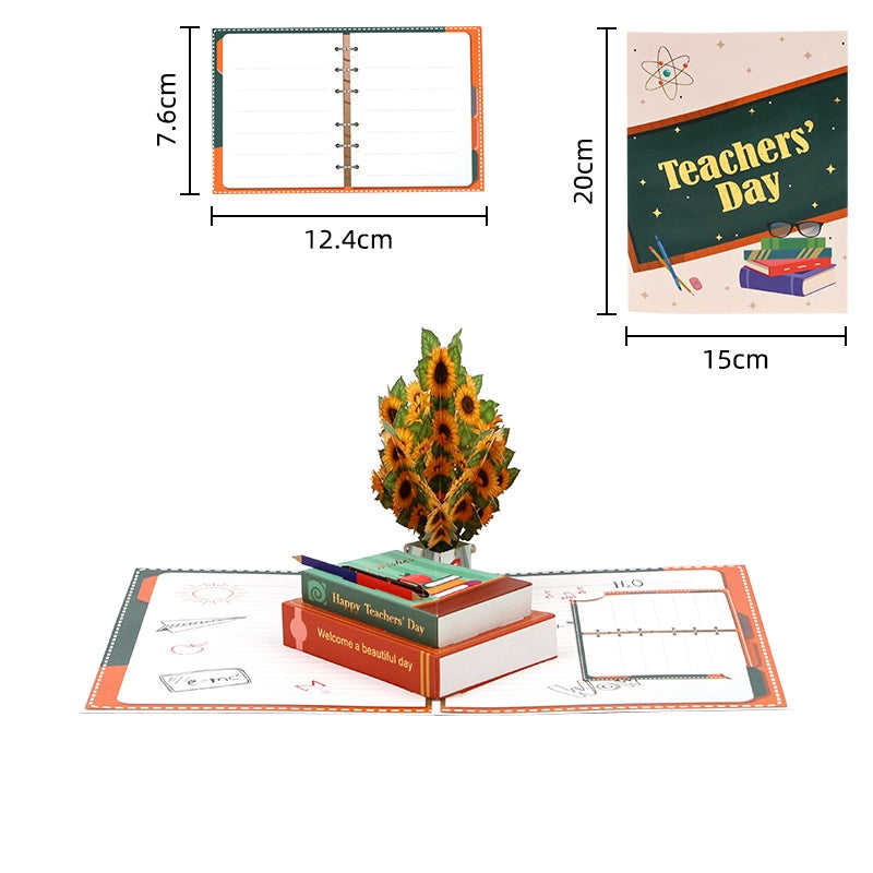 3D Pop-Up Teacher's Day Card size and dimensions